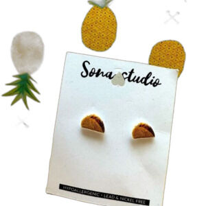 Taco earrings Sona Studio NEW whimsical stud foodie hipster posts funky NWT Fun